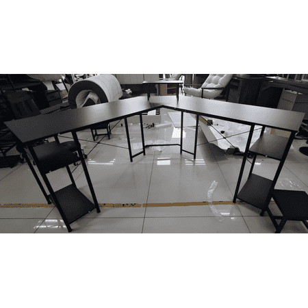 GUNAITO 61 inch Computer Desk L Shaped Gaming Desk with 4 Tier Shelves for Home Office,white