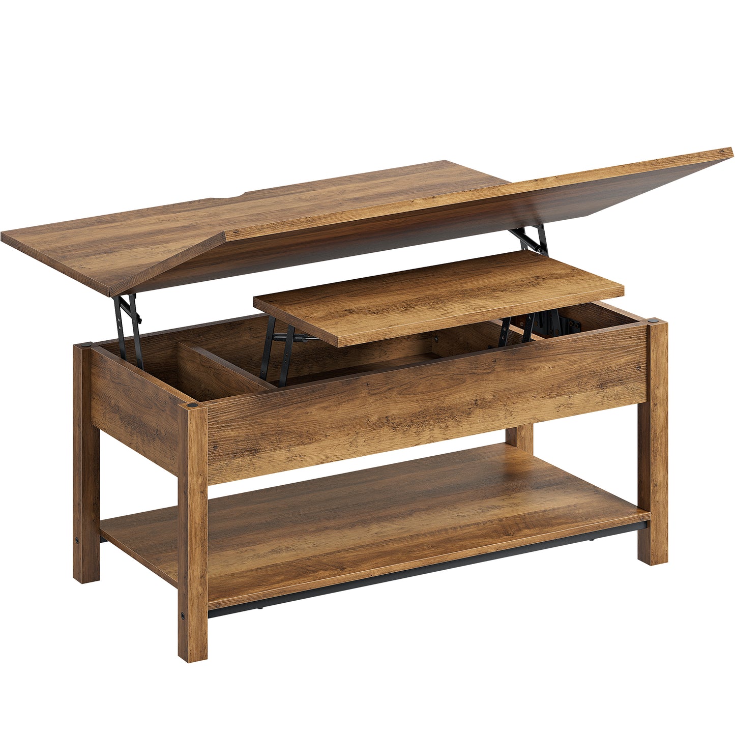 DOVEAID 41.73"Lift Top Coffee Table,4 in 1 Multi-Function Convertible Coffee Table with Hidden Storage Modern Framhouse Coffee Table for Living Room,Light brown
