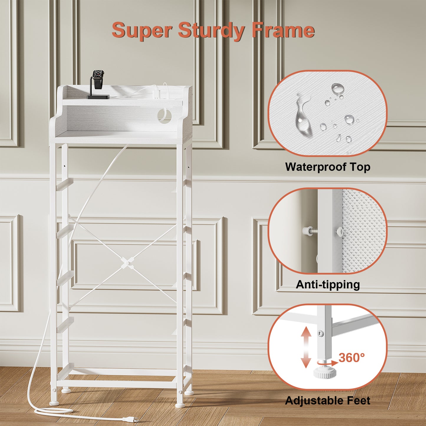 GUNAITO 5 Drawers for Bedroom with Charging Station, Bedside Table with LED Lights Strips, Modern End Table White GUNAITO 5 Drawers for Bedroom with Charging Station, Bedside Table with LED Lights Strips, Modern End Table White