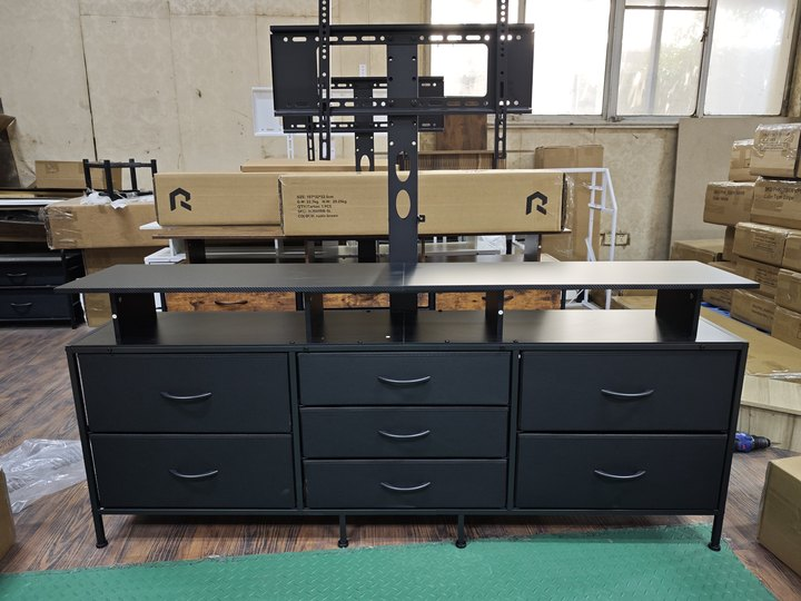 GUNAITO TV Stand with Adjustable Mount for TV up to 75", Big TV Stand for Living Room with Storage , Black
