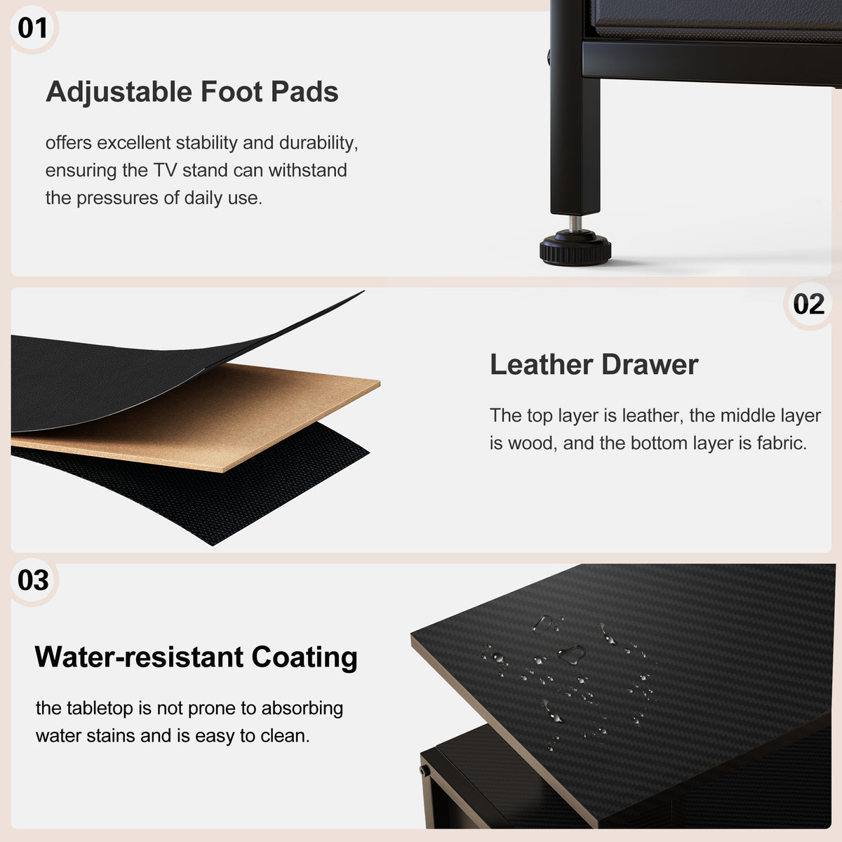 GUNAITO TV Stand with Adjustable Mount for TV up to 70", Big TV Stand for Living Room with Storage , Dark brown