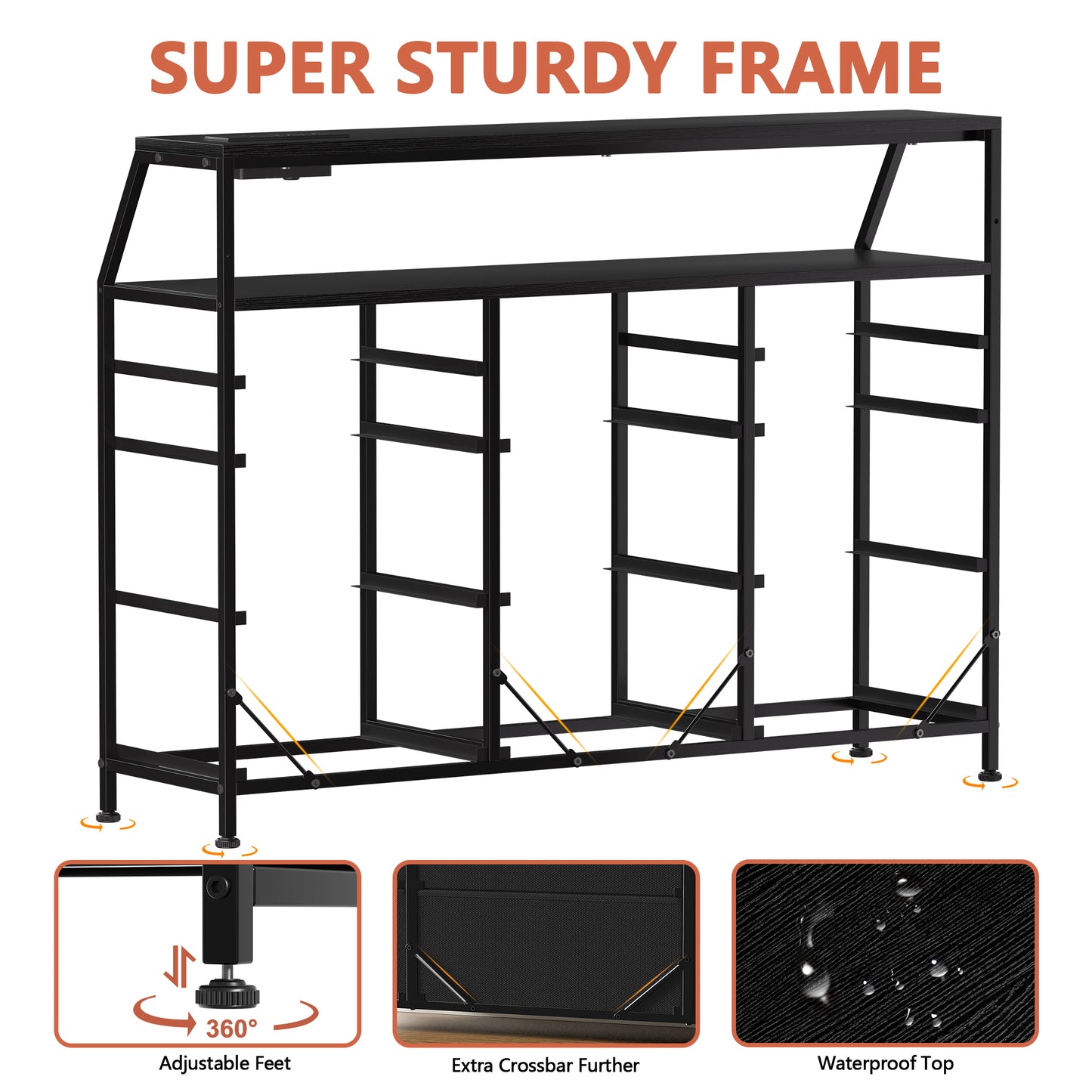 GUNAITO Dresser for Bedroom Black Fabric Dresser with 11 Drawers Long Dressers & Chests of Drawers for , Living Room,Entryway