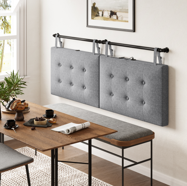 GUNAITO Linen Upholstered Headboard, Adjustable Width Button Tufted Headboard Only with Solid Wood Legs, Attach Frame, Modern Headboards for Queen Full Size Bed, Gray