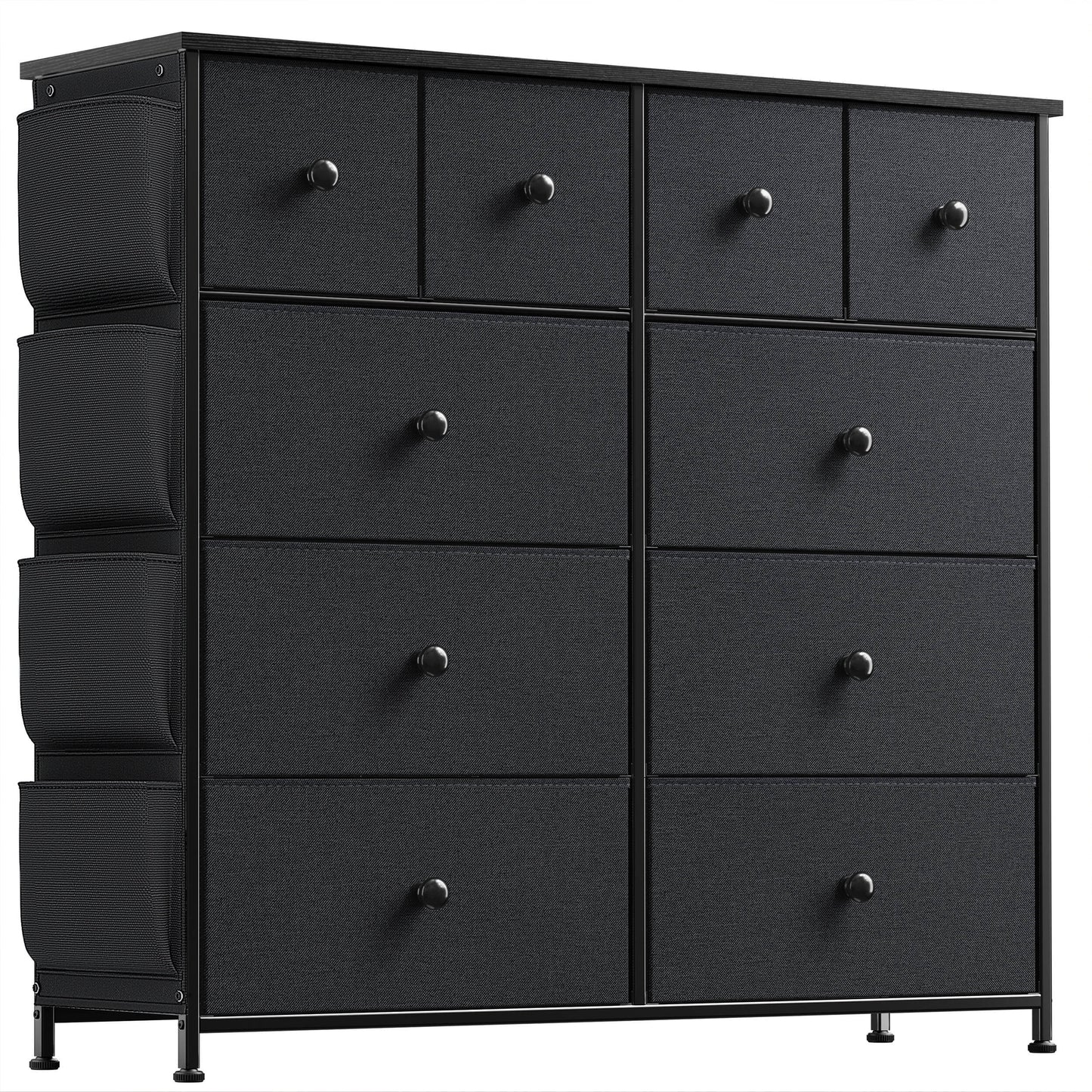 GUNAITO 10 Drawer Dresser for Bedroom Chest of Drawers with Side Pocket Fabric Storage Black