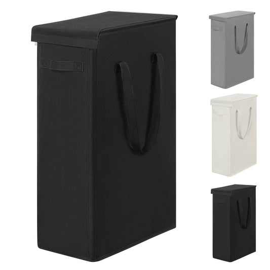 BGTREND Tall & Slim Laundry Hamper with Lid Narrow Laundry Basket Collapsible Dirty Clothes Hamper Portable Laundry Storage Bin Oxford (Black)