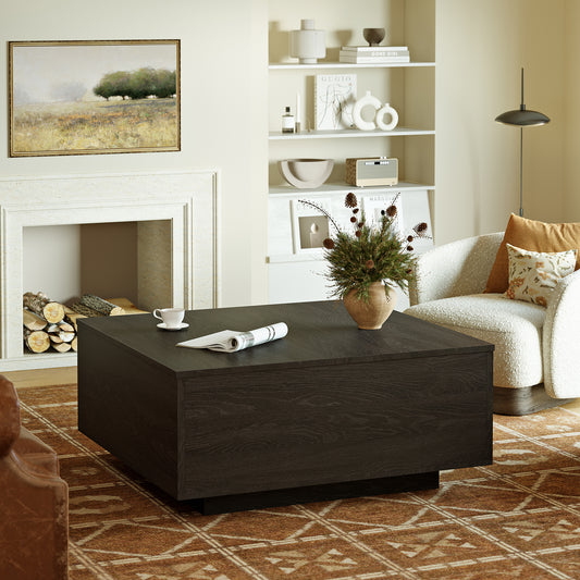 GUNAITO Lift Top Coffee Table with Storage, Square coffee table and modern Farmhouse Center Table for Living Room, Espresso Black