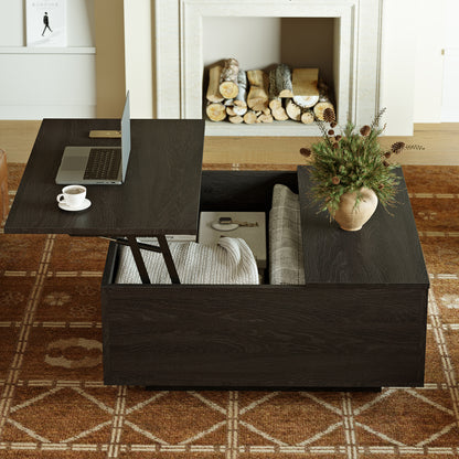 GUNAITO Lift Top Coffee Table with Storage, Square coffee table and modern Farmhouse Center Table for Living Room, Espresso Black