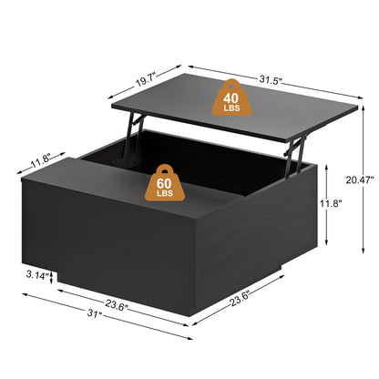 GUNAITO Lift Top Coffee Table with Storage, Square coffee table and modern Farmhouse Center Table for Living Room, Espresso Black