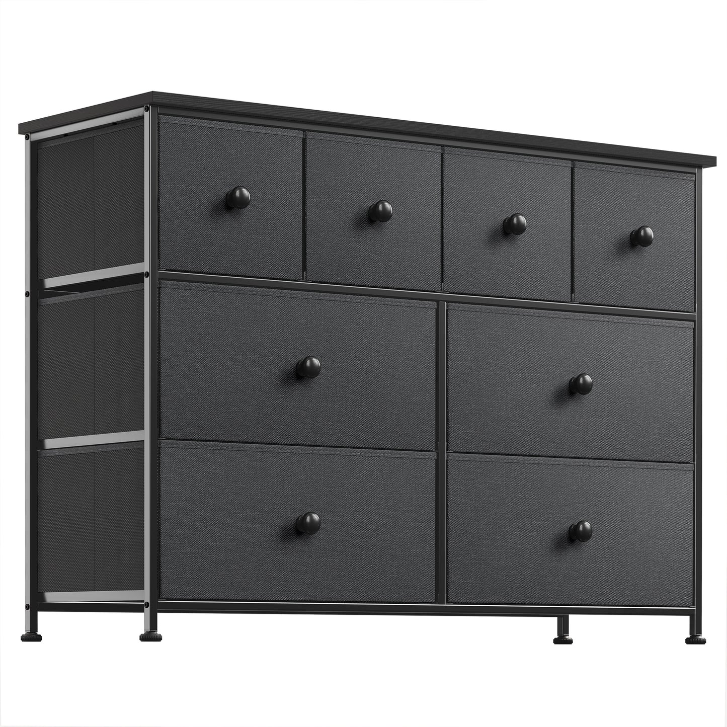 GUNAITO 8 Drawer Dresser, Chest of Drawers for Bedroom, Fabric Drawer for Kids and Adult, Steel Frame and Wooden Top Black