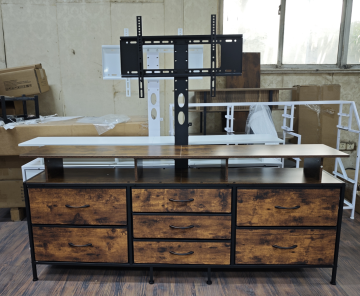 GUNAITO TV Stand with Adjustable Mount for TV up to 70", Big TV Stand for Living Room with Storage , Rustic Brown