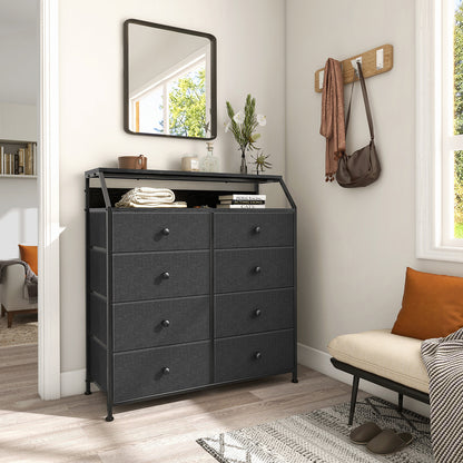 GUNAITO 8 Drawers Dresser For Bedroom Black Grey Finish Wood Top