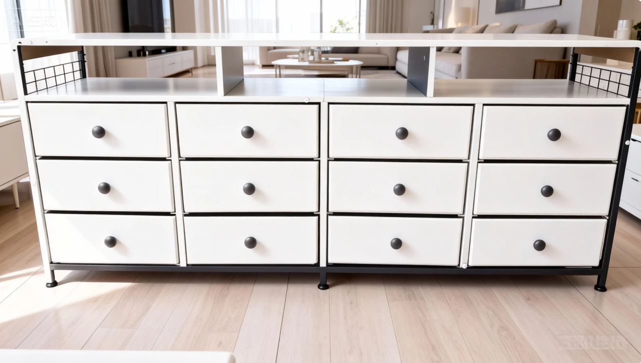 GUNAITO TV Stand for TVs up to 75", Big TV Stand with 12 Fabric Drawers and LED Lights, Entertainment Center with Storage and Shelves for Living Room, White