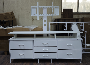 GUNAITO TV Stand with Adjustable Mount for TV up to 70", Big TV Stand for Living Room with Storage , White