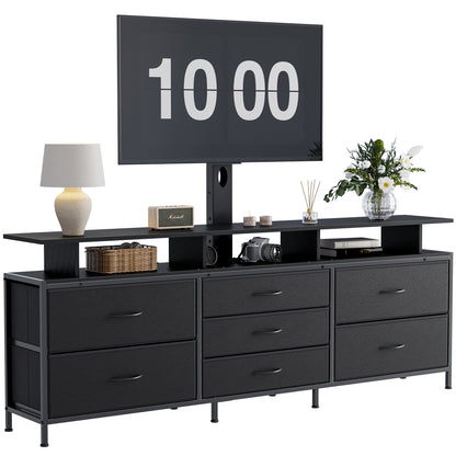 GUNAITO TV Stand with Adjustable Mount for TV up to 75", Big TV Stand for Living Room with Storage , Black