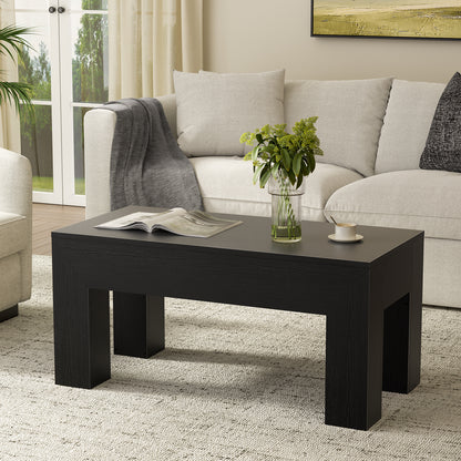 GUNAITO Lift Top Coffee Table with Storage, Wooden Convertible Coffee Table for Living Room, Farmhouse Center Table, Black