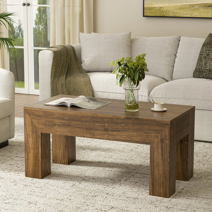 GUNAITO Lift Top Coffee Table with Storage, Wooden Convertible Coffee Table for Living Room, Farmhouse Center Table, Rustic Brown