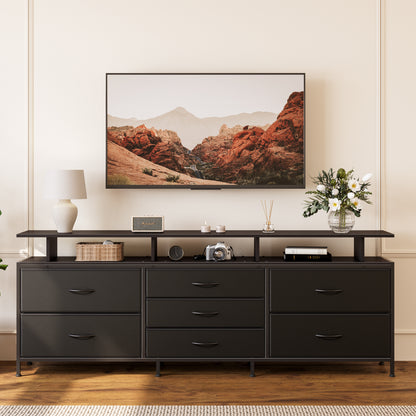 GUNAITO TV Stand with Adjustable Mount for TV up to 75", Big TV Stand for Living Room with Storage , Black