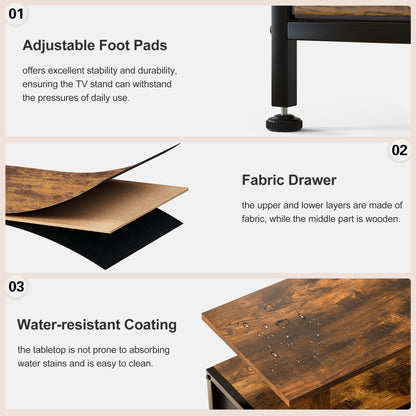 GUNAITO TV Stand with Adjustable Mount for TV up to 70", Big TV Stand for Living Room with Storage , Rustic Brown