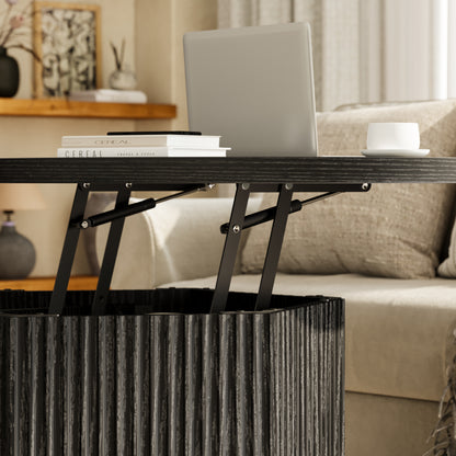 GUNAITO Round Lift Top Coffee Table with Storage, Modern Farmhouse Center Table for Living Room, Black