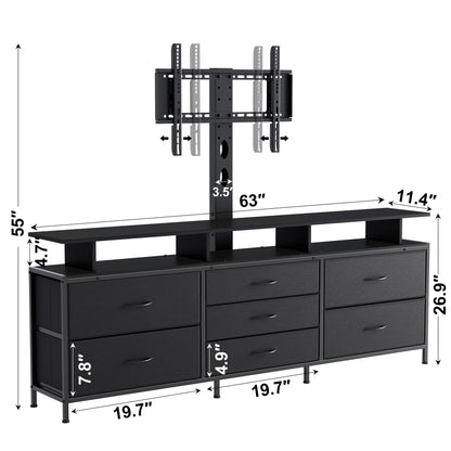 GUNAITO TV Stand with Adjustable Mount for TV up to 75", Big TV Stand for Living Room with Storage , Black