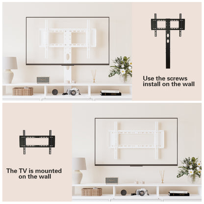 GUNAITO TV Stand with Adjustable Mount for TV up to 70", Big TV Stand for Living Room with Storage , White