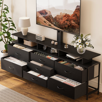 GUNAITO TV Stand with Adjustable Mount for TV up to 75", Big TV Stand for Living Room with Storage , Black