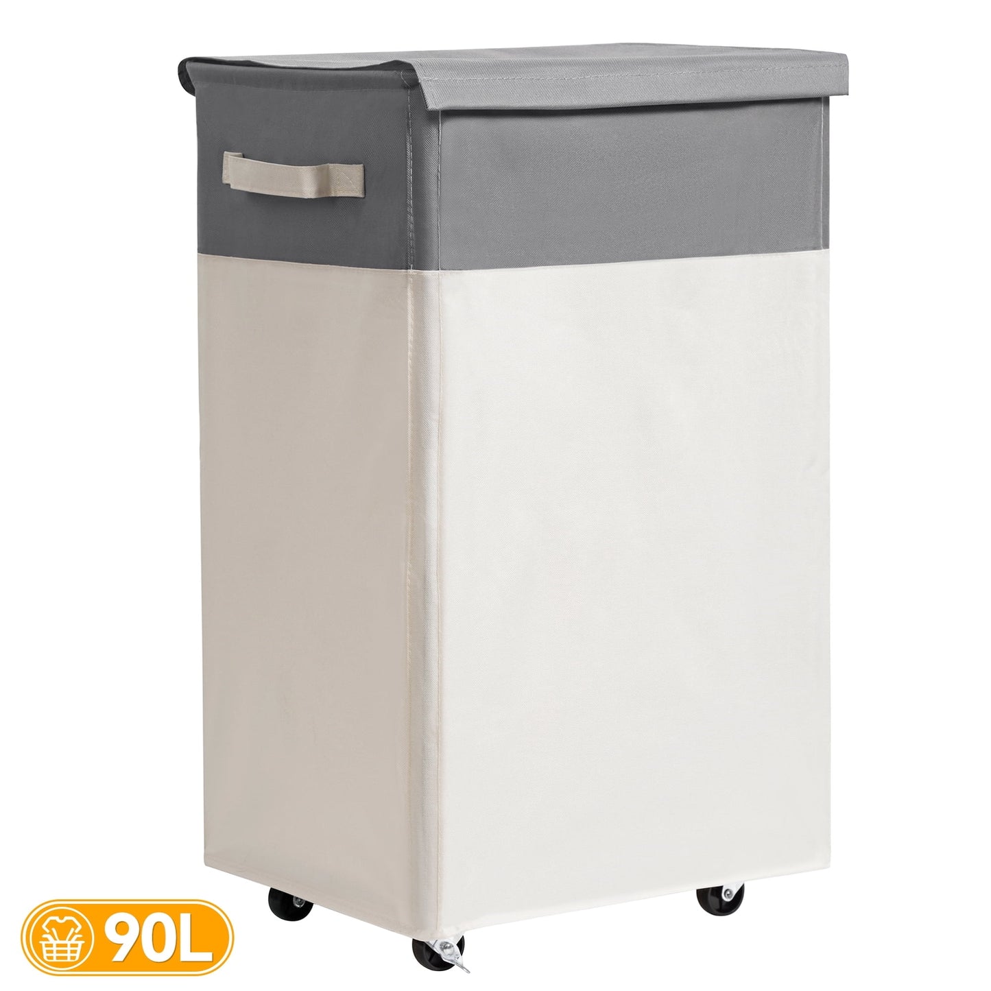 BGTREND 100L Laundry Hamper with Lid and Wheels Rolling Laundry Basket Collapsible Dirty Clothes Hamper for Bedroom Bathroom Closet£¬Beige