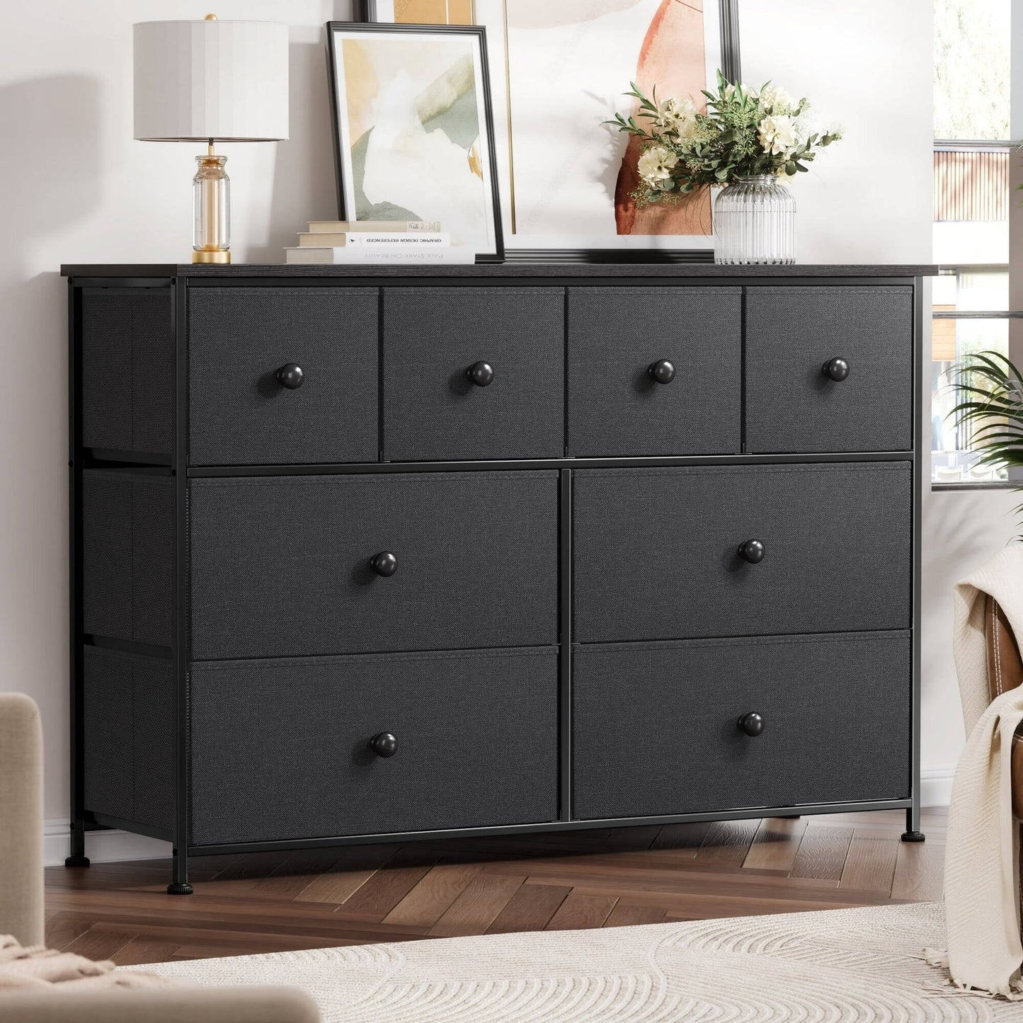 GUNAITO 8 Drawer Dresser for Bedroom Chest of Drawers Fabric Storage Dresser for Adults,Gray