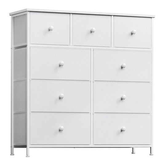 GUNAITO 9 Drawer Dresser for Bedroom chest of drawers for closet Fabric Storage White