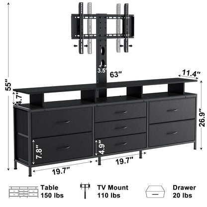 GUNAITO TV Stand with Adjustable Mount for TV up to 75", Big TV Stand for Living Room with Storage , Black