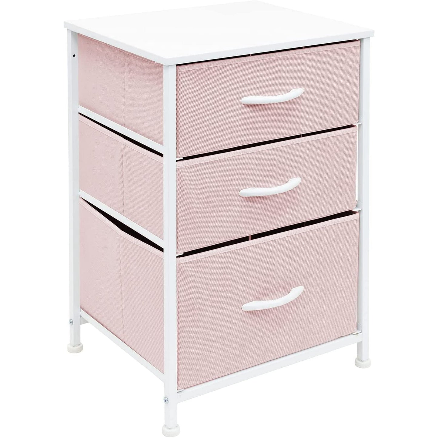 GUNAITO Nightstand with 4 Drawers Bedside Table with Charging Station and Led Lights End Table with Storage Shelf for Living Room Pink